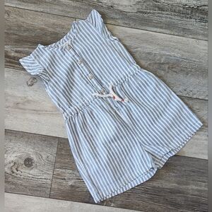 Zara Baby Girl Blue Pinstripe Shorts Romper